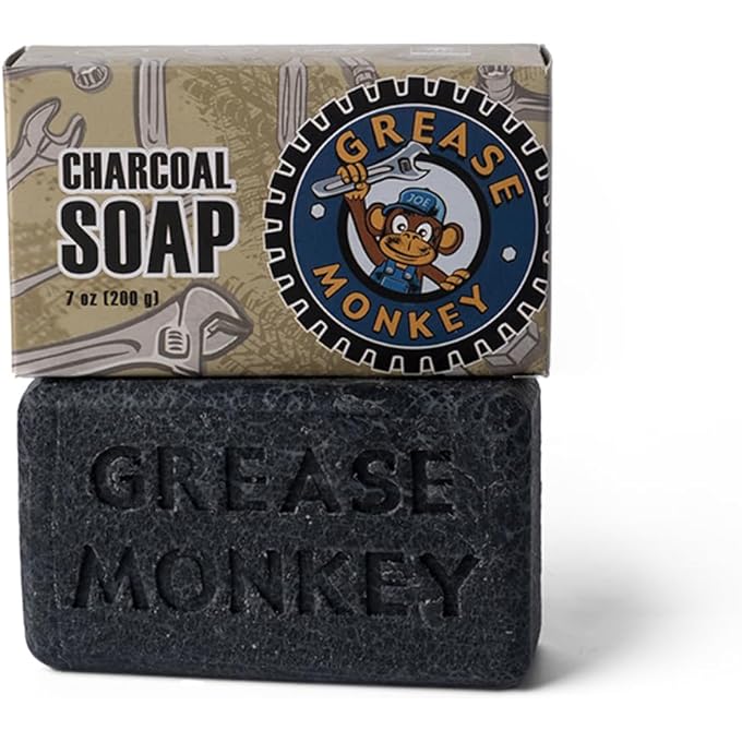grease monkey Bali Soap Grease Monkey - Natural Soap for Men, Dad, Husband - Special Father's Day Gift - Activated Charcoal Scrub for Mechanic - Cleans Dirty, Greasy Hands - Pack of 1, 7oz Bar - Image 1